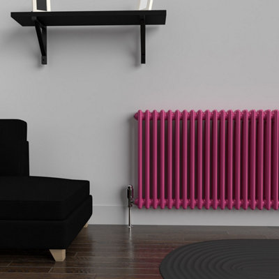 Lux Heat Barbie Pink Horizontal 2 Column Traditional Radiator 600mm (H ...