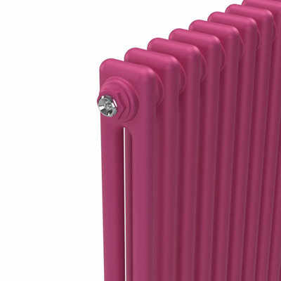 Lux Heat Barbie Pink Horizontal 2 Column Traditional Radiator 600mm (H ...
