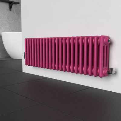 Lux Heat Barbie Pink Horizontal 3 Column Traditional Radiator 300mm (H ...