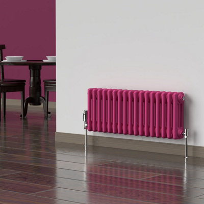 Lux Heat Barbie Pink Horizontal 3 Column Traditional Radiator 300mm (H ...