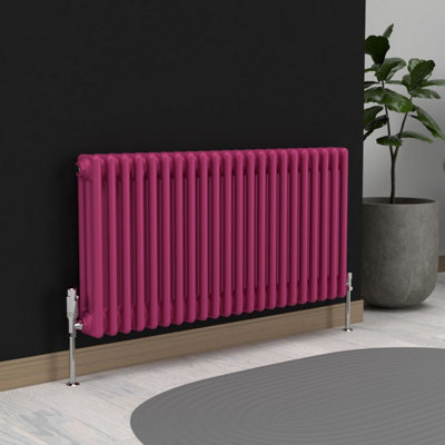 LUX HEAT BARBIE PINK HORIZONTAL 3 COLUMN TRADITIONAL RADIATOR 500MM (H ...