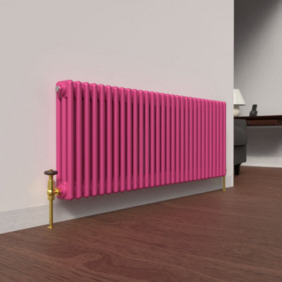 Lux Heat Barbie Pink Horizontal 3 Column Traditional Radiator 500mm (H ...