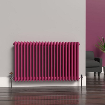 Lux Heat Barbie Pink Horizontal 3 Column Traditional Radiator 600mm (H ...