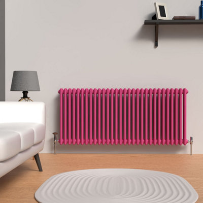 Lux Heat Barbie Pink Horizontal 3 Column Traditional Radiator 600mm (H ...