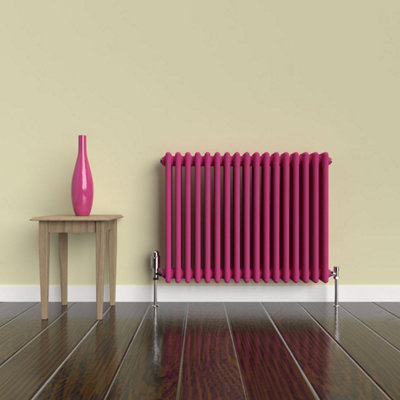 LUX HEAT BARBIE PINK HORIZONTAL 3 COLUMN TRADITIONAL RADIATOR 600MM (H ...