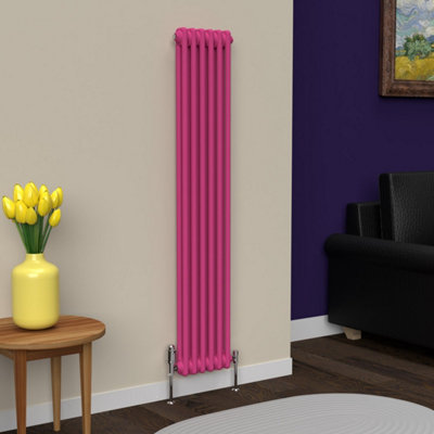 Lux Heat Barbie Pink Vertical 2 Column Traditional Radiator 1500mm (H ...