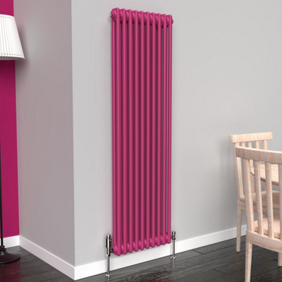 LUX HEAT BARBIE PINK VERTICAL 2 COLUMN TRADITIONAL RADIATOR 1500MM (H ...