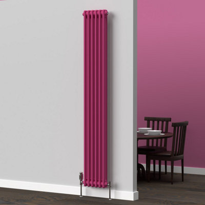 Lux Heat Barbie Pink Vertical 2 Column Traditional Radiator 1800mm (H ...