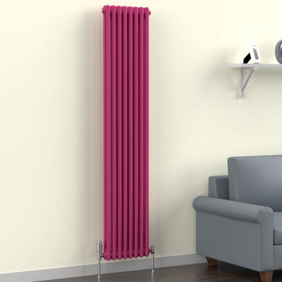 Lux Heat Barbie Pink Vertical 2 Column Traditional Radiator 1800mm (H ...