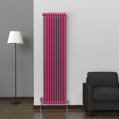 Lux Heat Barbie Pink Vertical 2 Column Traditional Radiator 1800mm (H ...