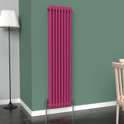Lux Heat Barbie Pink Vertical 3 Column Traditional Radiator 1500mm (H ...