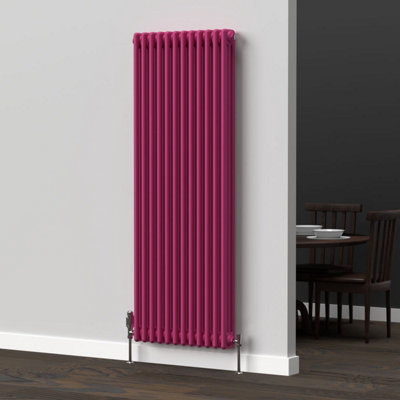 Lux Heat Barbie Pink Vertical 3 Column Traditional Radiator 1500mm (H ...