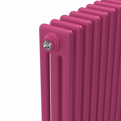 Lux Heat Barbie Pink Vertical 3 Column Traditional Radiator 1500mm (H ...