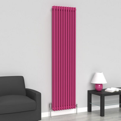 Lux Heat Barbie Pink Vertical 3 Column Traditional Radiator 1800mm (H ...