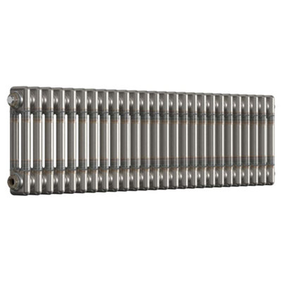 Lux Heat Bare Metal Lacquer Horizontal 2 Column Traditional Radiator 300mm (H) x 1190mm (W)