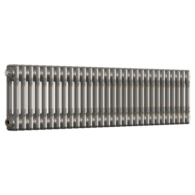 Lux Heat Bare Metal Lacquer Horizontal 2 Column Traditional Radiator 300mm (H) x 1370mm (W)