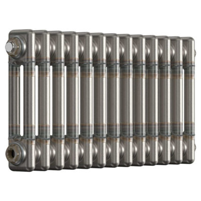 Lux Heat Bare Metal Lacquer Horizontal 2 Column Traditional Radiator 300mm (H) x 605mm (W)