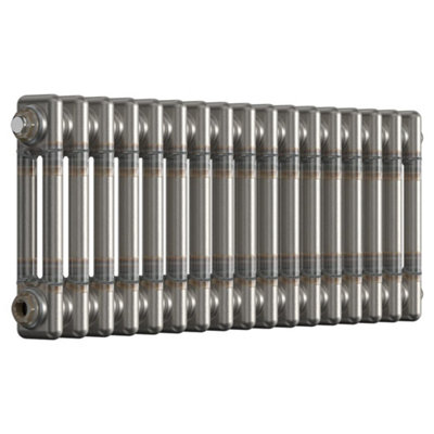 Lux Heat Bare Metal Lacquer Horizontal 2 Column Traditional Radiator 300mm (H) x 785mm (W)