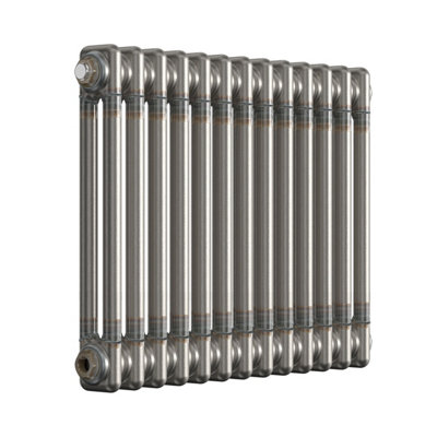 Lux Heat Bare Metal Lacquer Horizontal 2 Column Traditional Radiator 500mm (H) x 605mm (W)
