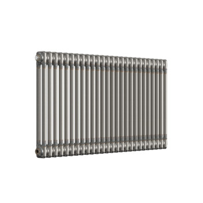 Lux Heat Bare Metal Lacquer Horizontal 2 Column Traditional Radiator 600mm (H) x 1190mm (W)