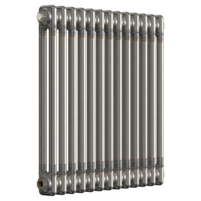 Lux Heat Bare Metal Lacquer Horizontal 2 Column Traditional Radiator 600mm (H) x 605mm (W)