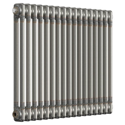 Lux Heat Bare Metal Lacquer Horizontal 2 Column Traditional Radiator 600mm (H) x 785mm (W)