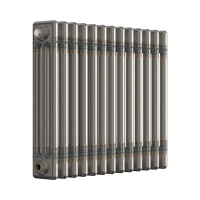 Lux Heat Bare Metal Lacquer Horizontal 3 Column Traditional Radiator 500mm (H) x 605mm (W)