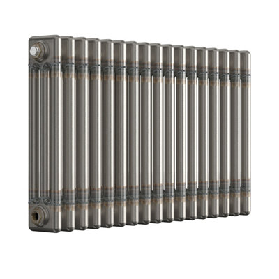 Lux Heat Bare Metal Lacquer Horizontal 3 Column Traditional Radiator 500mm (H) x 785mm (W)