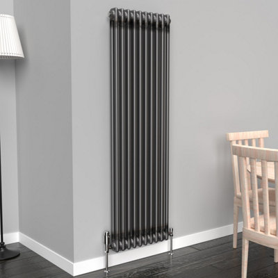 Lux Heat Bare Metal Lacquer Vertical 2 Column Traditional Radiator 1500mm (H) x 470mm (W)