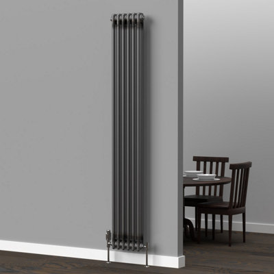 Lux Heat Bare Metal Lacquer Vertical 2 Column Traditional Radiator 1800mm (H) x 290mm (W)