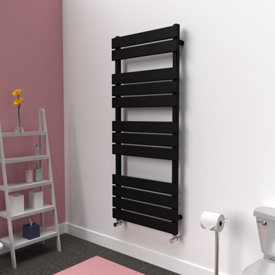 Lux Heat Black Flat Designer Towel Radiator 1200mm (H) x 500mm (W)