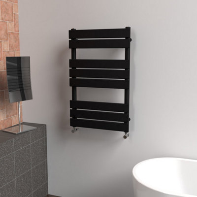 Lux Heat Black Flat Designer Towel Radiator 800mm (H) x 500mm (W)