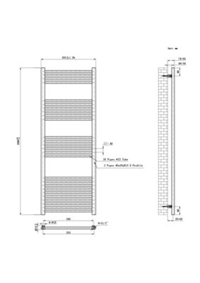 Lux Heat Black Ladder Towel Radiator 1600mm (H) x 600mm (W)