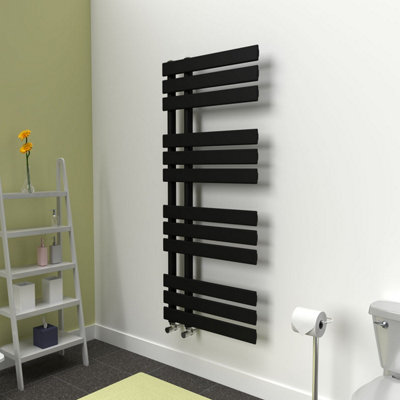 Lux Heat Black Open-Flat Designer Towel Radiator 1180mm (H) x 500mm (W)