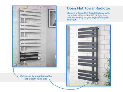 Lux Heat Black Open-Flat Designer Towel Radiator 1180mm (H) x 600mm (W)