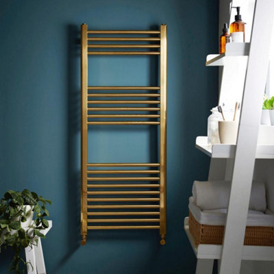Lux Heat Brass Ladder Towel Radiator 1200mm (H) x 500mm (W)