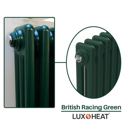 Lux Heat British Racing Green Horizontal 2 Column Traditional Radiator ...