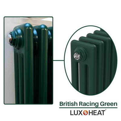 Lux Heat British Racing Green Horizontal 3 Column Traditional Radiator ...