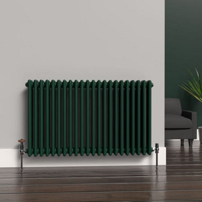 Lux Heat British Racing Green Horizontal 3 Column Traditional Radiator ...