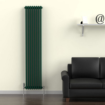 Lux Heat British Racing Green Vertical 2 Column Traditional Radiator ...