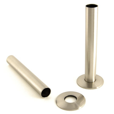 Lux Heat Brushed Nickel 18mm x 130mm Radiator Pipe Sleeving Kit