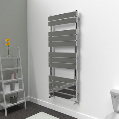 Lux Heat Chrome Flat Designer Towel Radiator 1200mm (H) x 500mm (W)