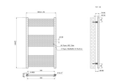 Lux Heat Chrome Ladder Towel Radiator 1000mm (H) x 600mm (W)