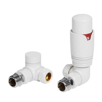 Lux Heat Corner White Thermostatic Radiator Valve (TRV) Set