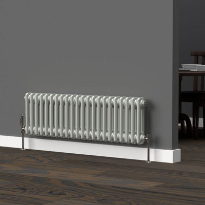 Lux Heat Dove Grey Horizontal 2 Column Traditional Radiator 300mm (H) x ...