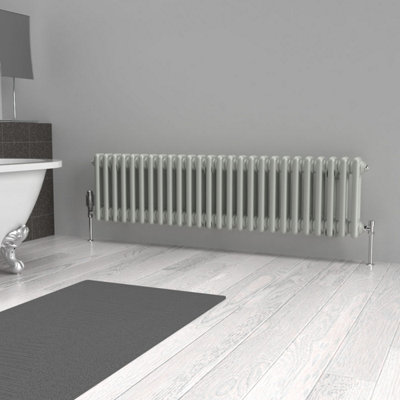Lux Heat Dove Grey Horizontal 2 Column Traditional Radiator 300mm (H) x ...