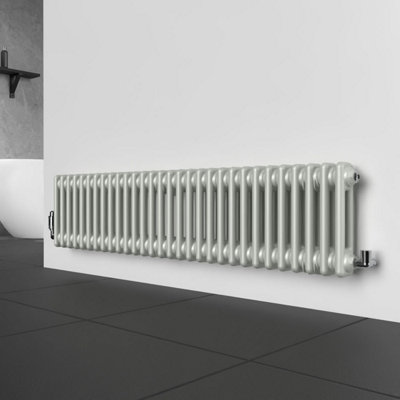 Lux Heat Dove Grey Horizontal 2 Column Traditional Radiator 300mm (H) x ...