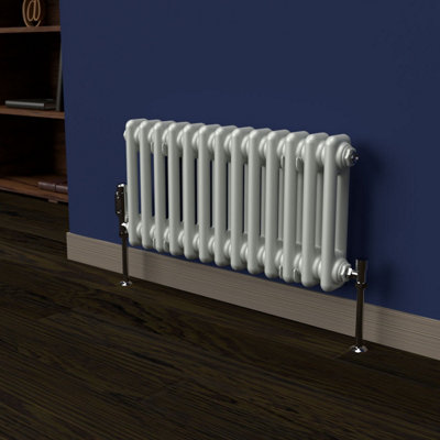 Lux Heat Dove Grey Horizontal 2 Column Traditional Radiator 300mm (H) x ...