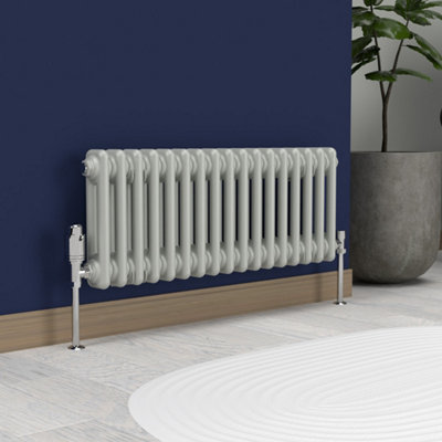 Lux Heat Dove Grey Horizontal 2 Column Traditional Radiator 300mm (H) x ...