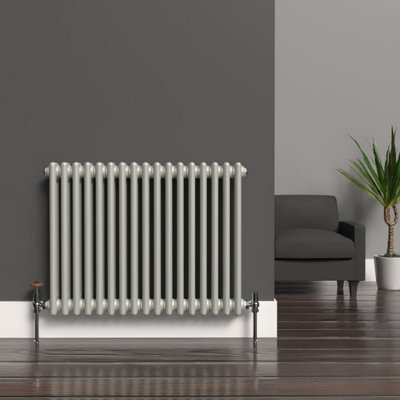 Lux Heat Dove Grey Horizontal 2 Column Traditional Radiator 600mm (H) x ...